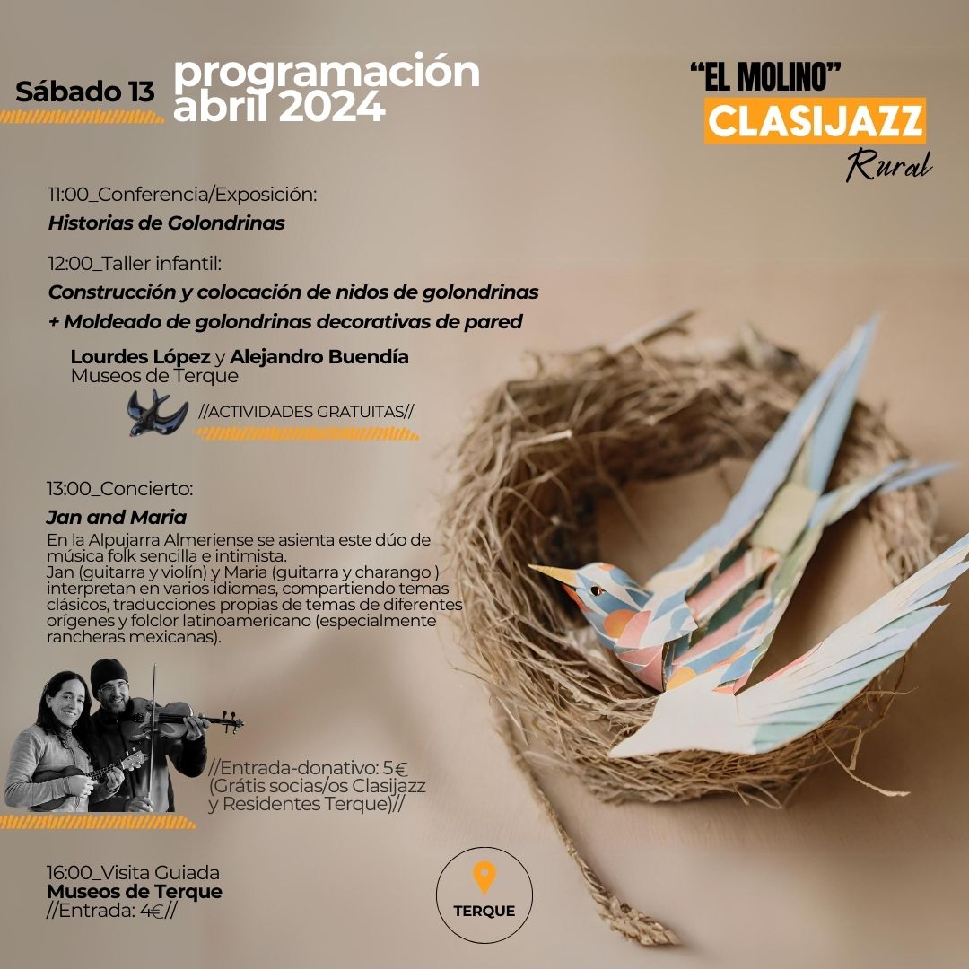 molino clasijazz rural y museos de Terque. La llegada de las golondrinas