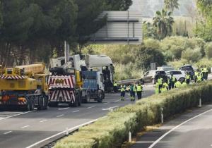Lugar del fatídico accidente AP-4 de Sevilla. Fuente: Agencia EFE